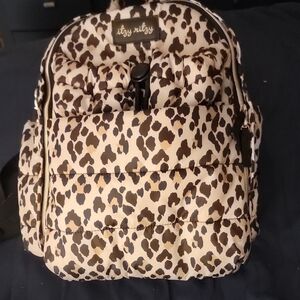 Itzy Ritzy Quilted Leopard Backpack - Cream and Brown